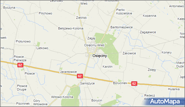 mapa Osięciny, Osięciny na mapie Targeo
