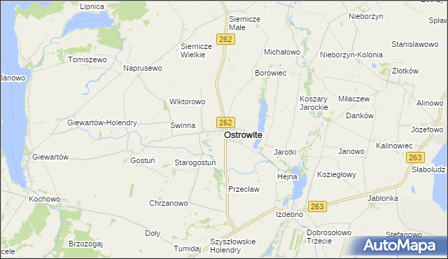 mapa Ostrowite powiat słupecki, Ostrowite powiat słupecki na mapie Targeo