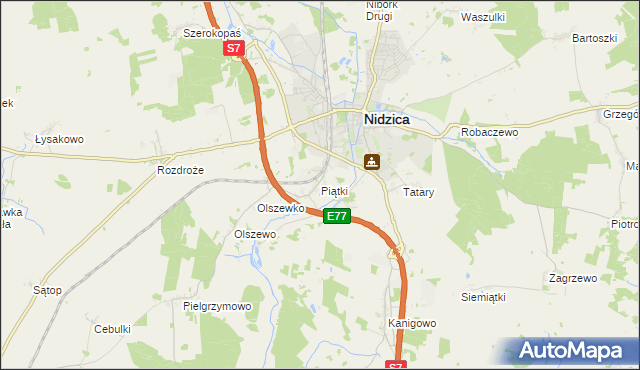 mapa Piątki gmina Nidzica, Piątki gmina Nidzica na mapie Targeo