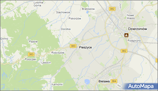 mapa Pieszyce, Pieszyce na mapie Targeo