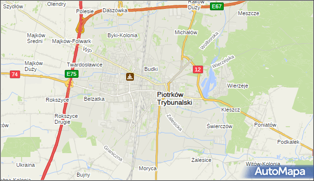 mapa Piotrków Trybunalski, Piotrków Trybunalski na mapie Targeo