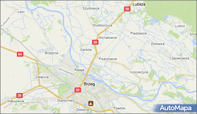 mapa Pisarzowice gmina Lubsza, Pisarzowice gmina Lubsza na mapie Targeo