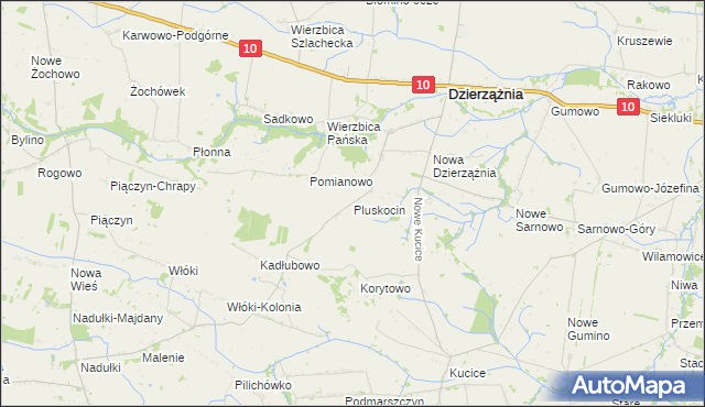 mapa Pluskocin gmina Dzierzążnia, Pluskocin gmina Dzierzążnia na mapie Targeo