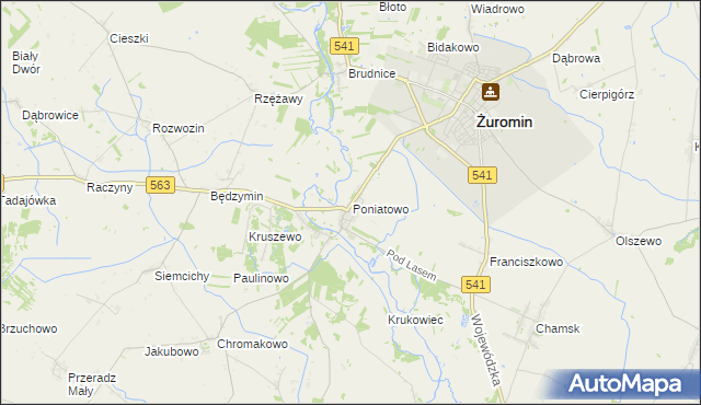 mapa Poniatowo gmina Żuromin, Poniatowo gmina Żuromin na mapie Targeo