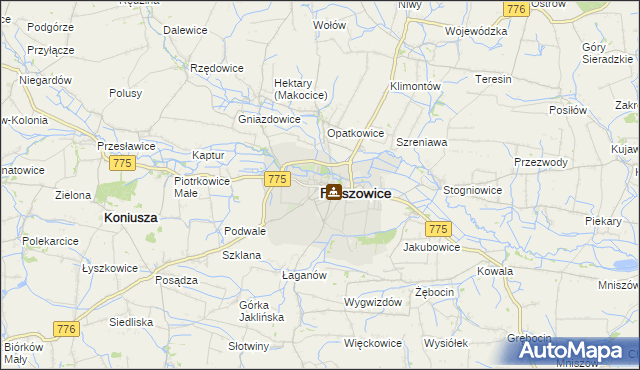 mapa Proszowice, Proszowice na mapie Targeo