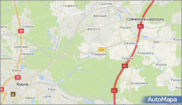 mapa Przegędza, Przegędza na mapie Targeo
