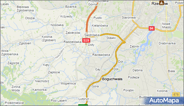 mapa Racławówka, Racławówka na mapie Targeo