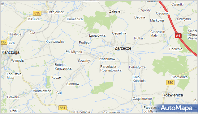 mapa Rożniatów gmina Zarzecze, Rożniatów gmina Zarzecze na mapie Targeo