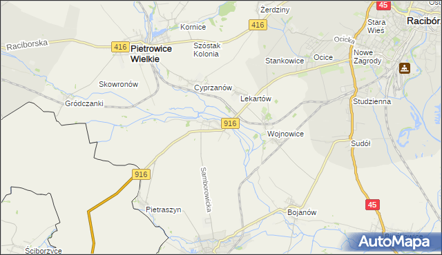 mapa Samborowice gmina Pietrowice Wielkie, Samborowice gmina Pietrowice Wielkie na mapie Targeo