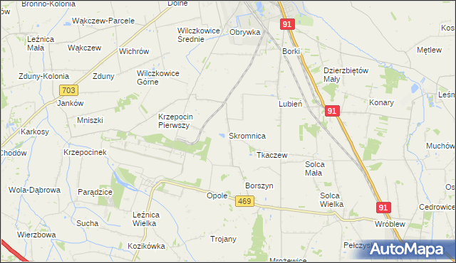 mapa Skromnica, Skromnica na mapie Targeo