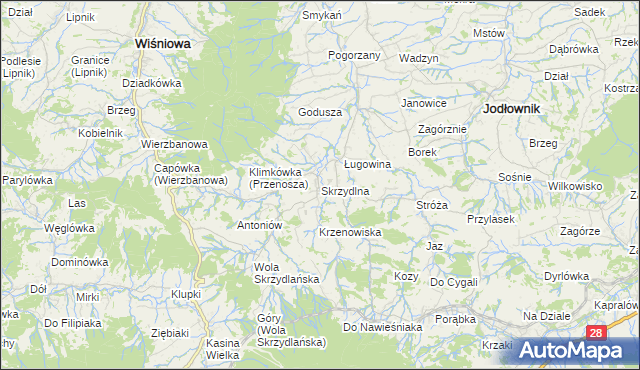 mapa Skrzydlna, Skrzydlna na mapie Targeo