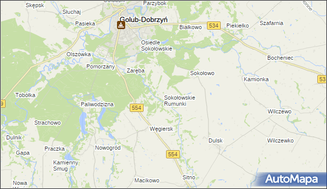 mapa Sokołowskie Rumunki, Sokołowskie Rumunki na mapie Targeo