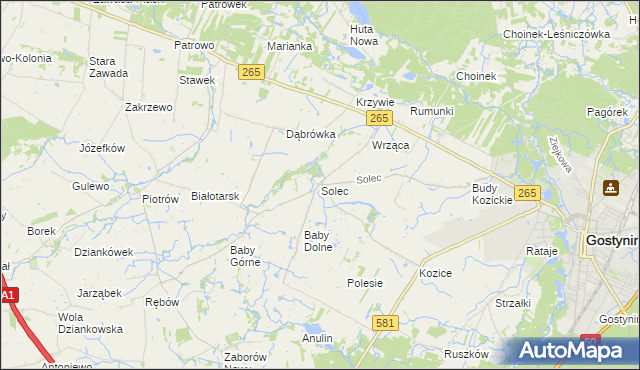 mapa Solec gmina Gostynin, Solec gmina Gostynin na mapie Targeo