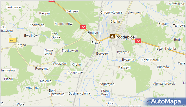 mapa Stacja Poddębice, Stacja Poddębice na mapie Targeo