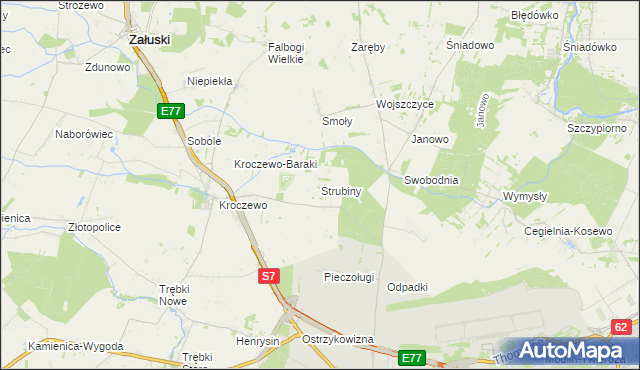 mapa Strubiny gmina Zakroczym, Strubiny gmina Zakroczym na mapie Targeo