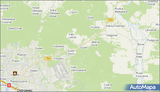 mapa Sudół gmina Bodzechów, Sudół gmina Bodzechów na mapie Targeo