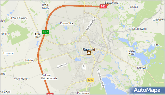 mapa Suwałk, Suwałki na mapie Targeo