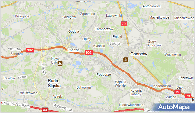mapa Świętochłowice, Świętochłowice na mapie Targeo