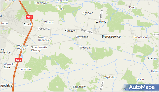 mapa Westrza, Westrza na mapie Targeo