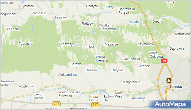 mapa Wólka Krępska, Wólka Krępska na mapie Targeo