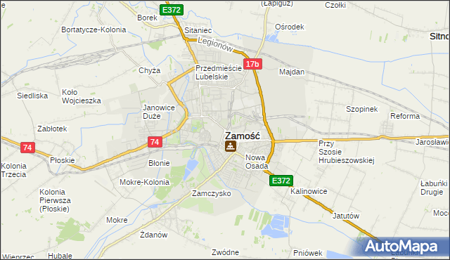 mapa Zamościa, Zamość na mapie Targeo