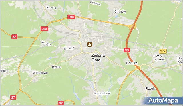 mapa Zielona Góra, Zielona Góra na mapie Targeo