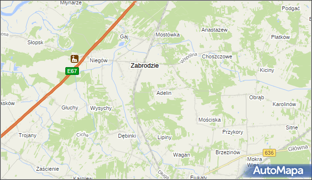 mapa Adelin gmina Zabrodzie, Adelin gmina Zabrodzie na mapie Targeo