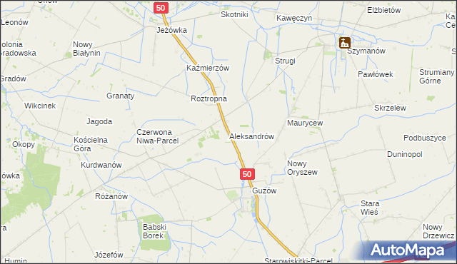 mapa Aleksandrów gmina Wiskitki, Aleksandrów gmina Wiskitki na mapie Targeo