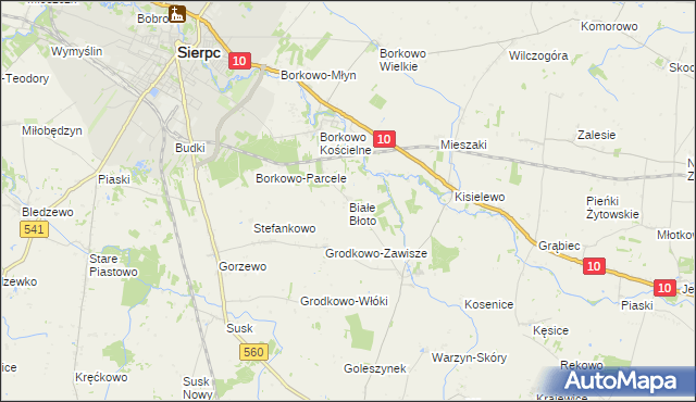mapa Białe Błoto gmina Sierpc, Białe Błoto gmina Sierpc na mapie Targeo