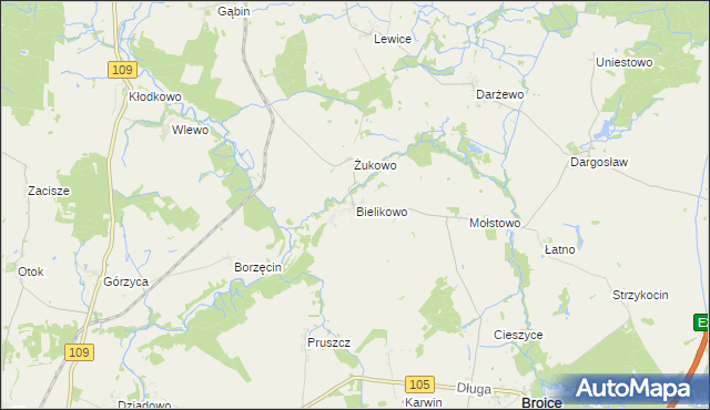 mapa Bielikowo, Bielikowo na mapie Targeo