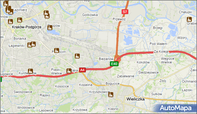 mapa Bieżanów, Bieżanów na mapie Targeo