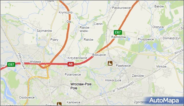 mapa Biskupice gmina Wisznia Mała, Biskupice gmina Wisznia Mała na mapie Targeo