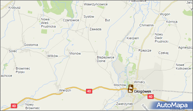 mapa Błażejowice Dolne, Błażejowice Dolne na mapie Targeo