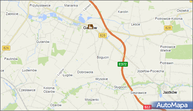 mapa Bogucin gmina Garbów, Bogucin gmina Garbów na mapie Targeo