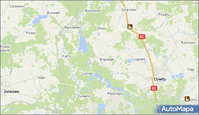 mapa Brąswałd, Brąswałd na mapie Targeo