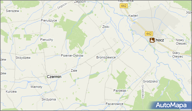 mapa Broniszewice, Broniszewice na mapie Targeo