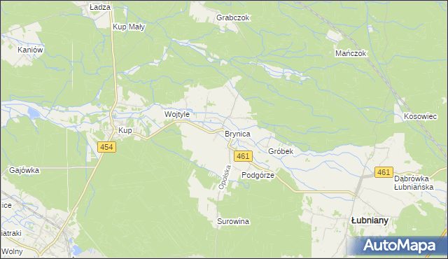mapa Brynica gmina Łubniany, Brynica gmina Łubniany na mapie Targeo