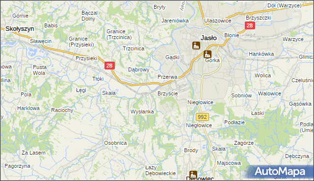 mapa Brzyście gmina Jasło, Brzyście gmina Jasło na mapie Targeo