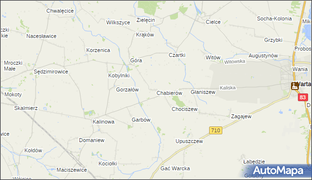 mapa Chabierów, Chabierów na mapie Targeo