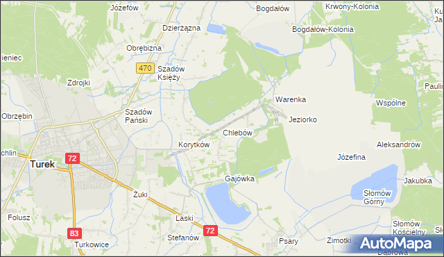 mapa Chlebów gmina Turek, Chlebów gmina Turek na mapie Targeo
