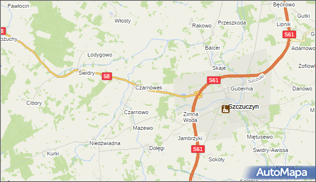 mapa Chojnowo gmina Szczuczyn, Chojnowo gmina Szczuczyn na mapie Targeo