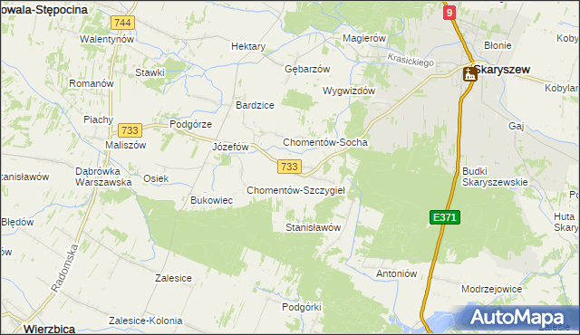 mapa Chomentów-Puszcz, Chomentów-Puszcz na mapie Targeo