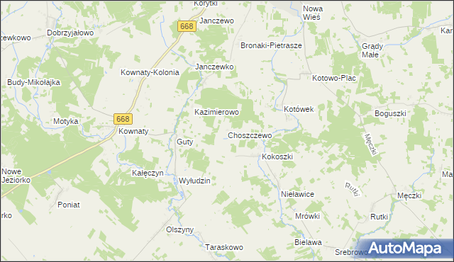 mapa Choszczewo gmina Piątnica, Choszczewo gmina Piątnica na mapie Targeo