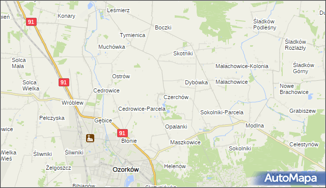 mapa Czerchów, Czerchów na mapie Targeo