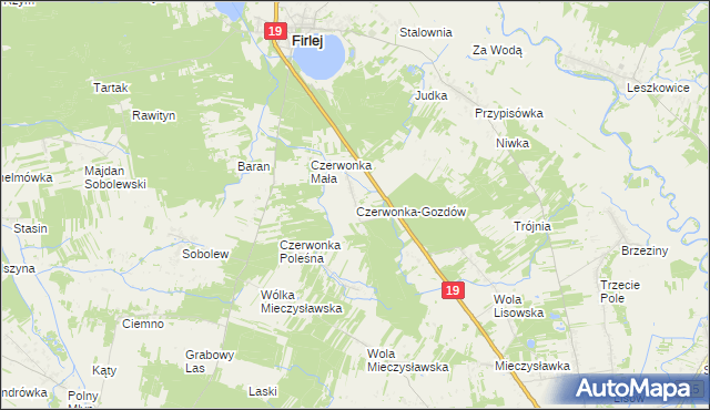 mapa Czerwonka-Gozdów, Czerwonka-Gozdów na mapie Targeo