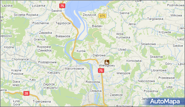 mapa Dąbrowa gmina Chełmiec, Dąbrowa gmina Chełmiec na mapie Targeo