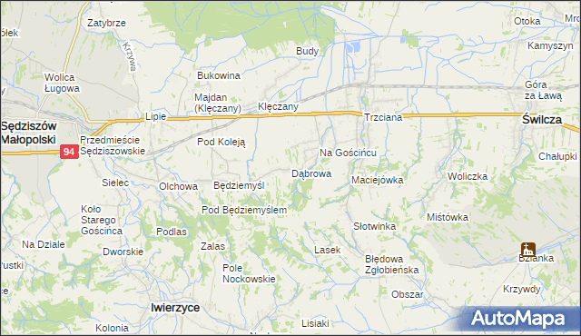 mapa Dąbrowa gmina Świlcza, Dąbrowa gmina Świlcza na mapie Targeo