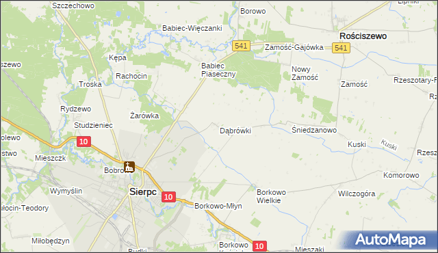 mapa Dąbrówki gmina Sierpc, Dąbrówki gmina Sierpc na mapie Targeo