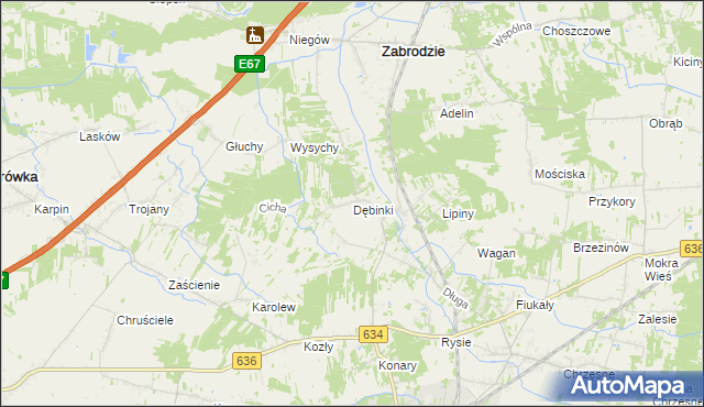 mapa Dębinki gmina Zabrodzie, Dębinki gmina Zabrodzie na mapie Targeo