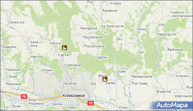 mapa Dębnik gmina Krzeszowice, Dębnik gmina Krzeszowice na mapie Targeo